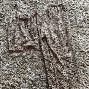 Sheer Leopard-Print Pajama Set